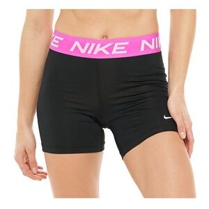 Nike Women's Victory Essentials Bike Shorts Black with Pink Waistband